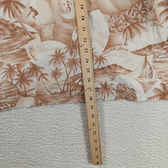 Vintage 90s Quiksilver Shirt Mens Large Tan Hawaiian Camp Waikiki Surf Aloha - Picture 10 of 12